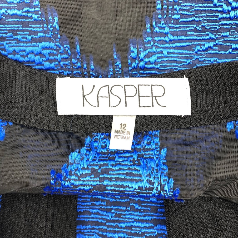 Kasper Sheer Blue & Black 3/4 Sleeve Blouse, NWT - Picture 3 of 3